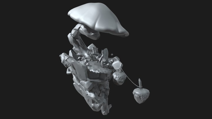 Floating stylized island 3D Model