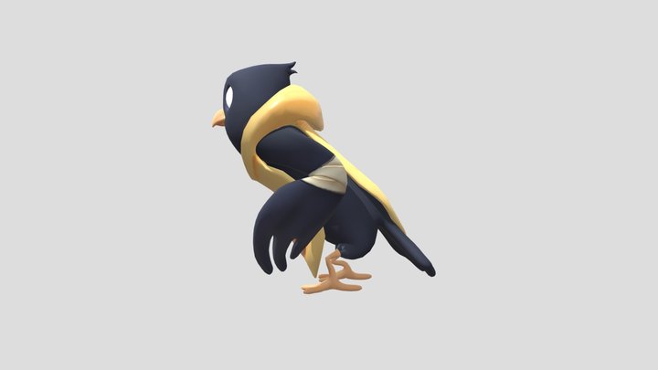 Crow Walking While Crouched 3D Model
