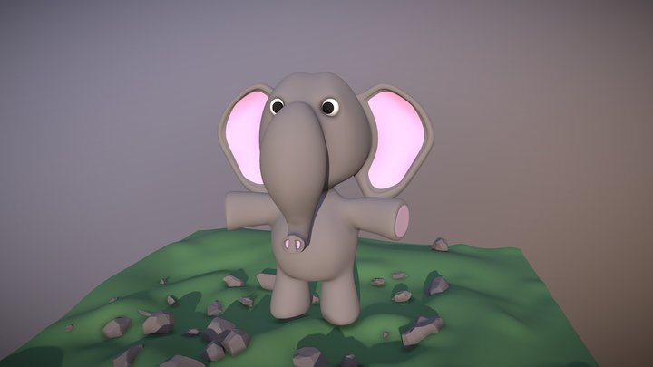 Elephant low poly character 3D Model
