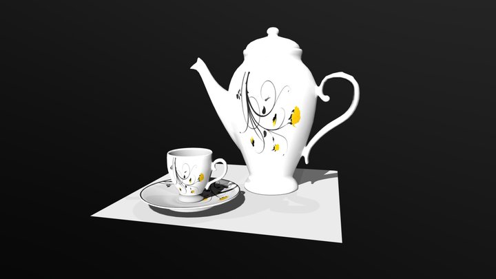 Tea Set (low Poly) 3D Model
