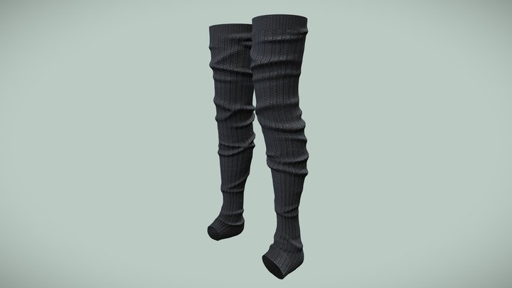 Female Flat Thick Thigh Legwarmers Socks 3D Model