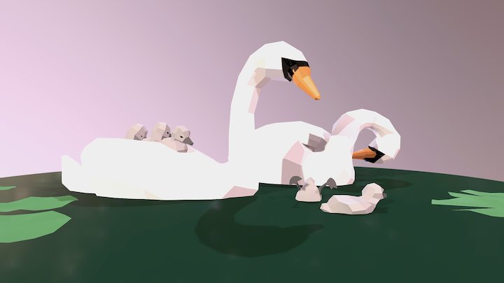 Swan Family 3D Model