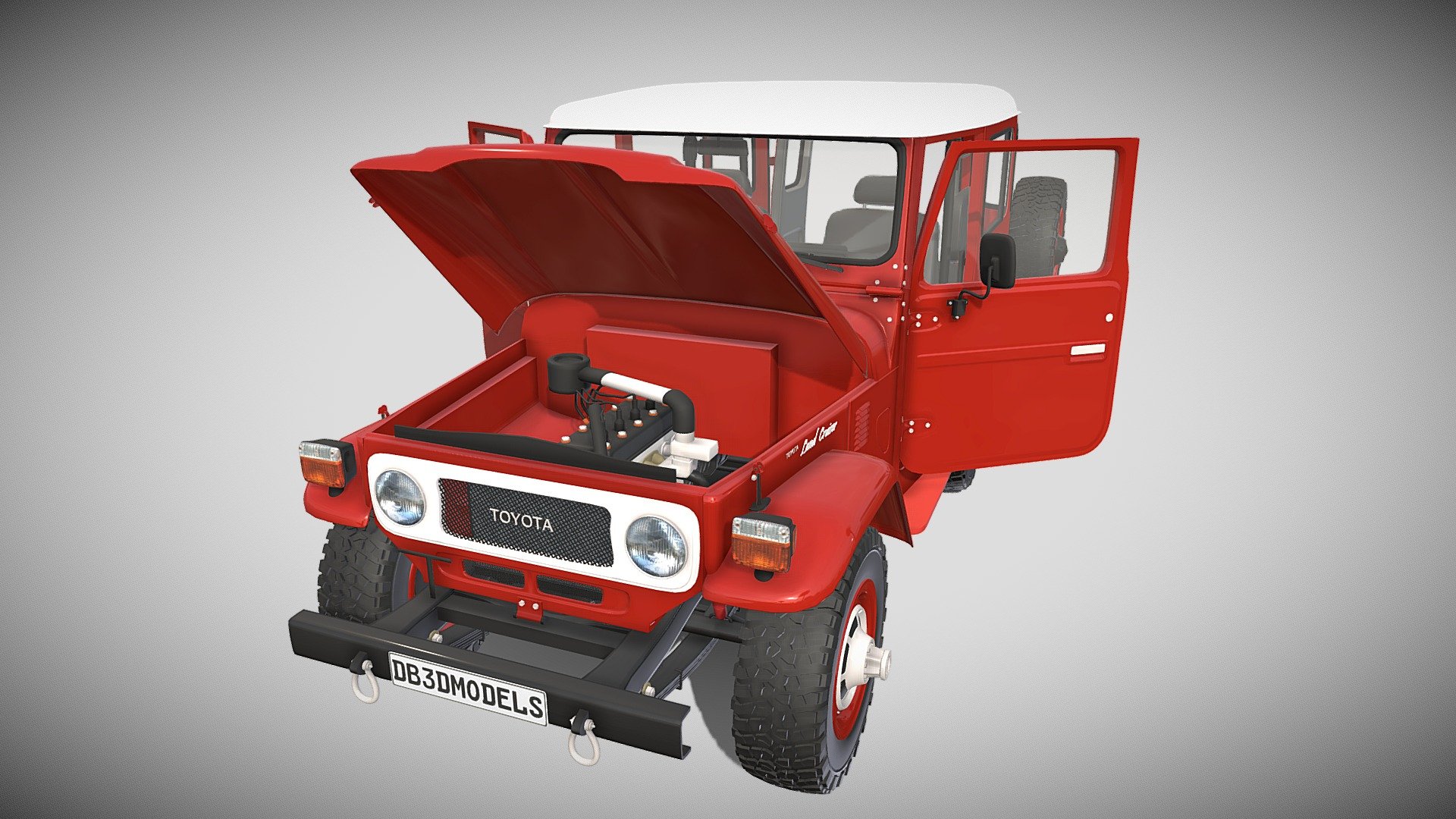 Toyota Land Cruiser FJ 40 Red Interior&Chassis - Buy Royalty Free 3D