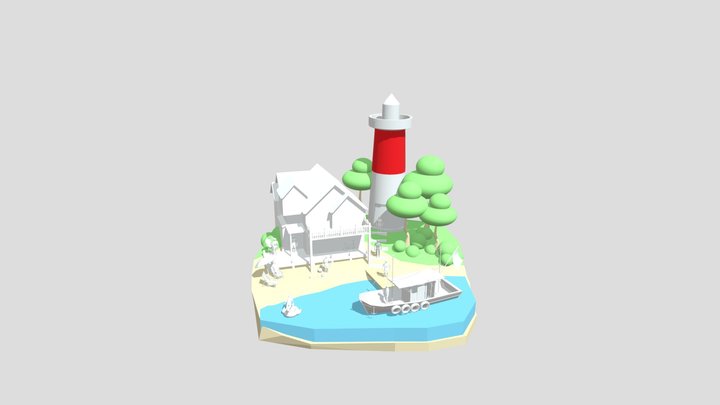 By The Sea - DAE diorama updated blockout 3D Model