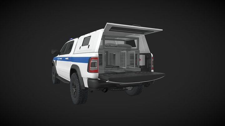 Dog Handlers Police Pickup Truck ZX Animated 3D Model