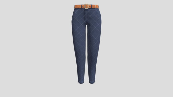 Tight Pant and Belt for women with two Textures 3D Model