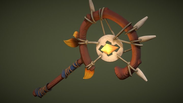 Bark Basher Wooden Wand 3D Model