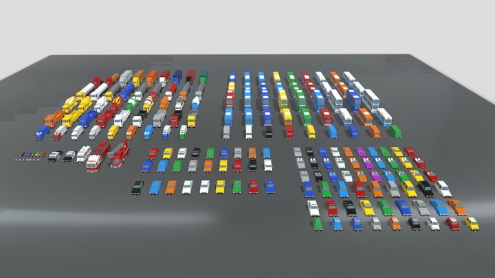 Pack Road Vehicles - 193 Colors 3D Model