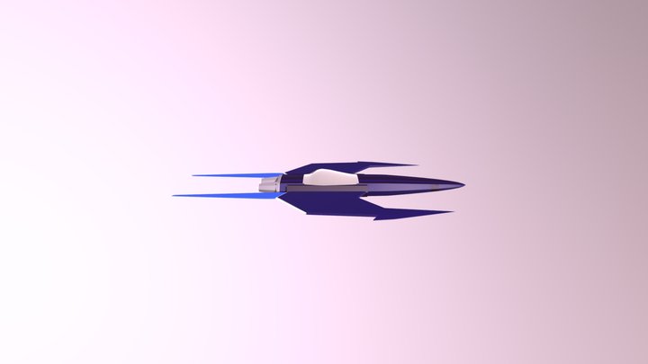 Racing Blue Spaceship 3D Model
