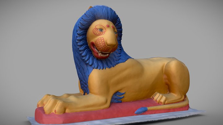 Recumbent lion (colored reconstruction) – Free 3D Model STL