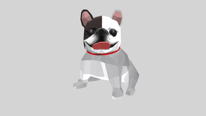 Low Poly Frenchie 3D Model