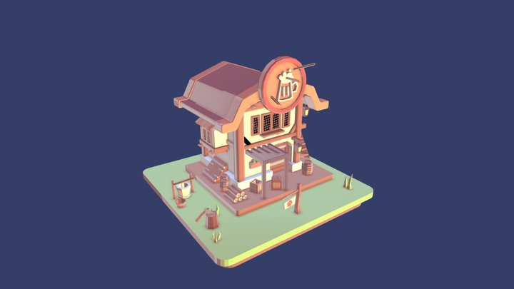 Low Poly Tavern 3D Model