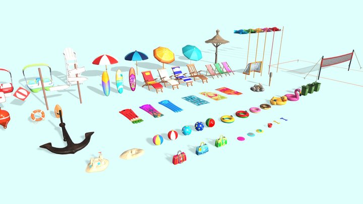 KEKOS Tropical Beach - Props 3D Model