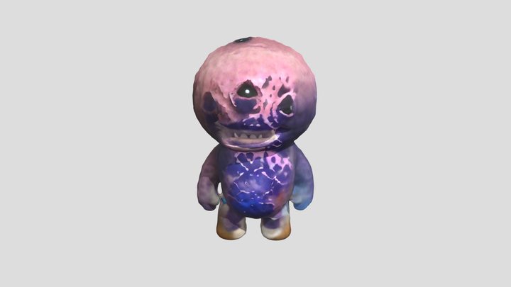 Purple Furry Monster 3D Model