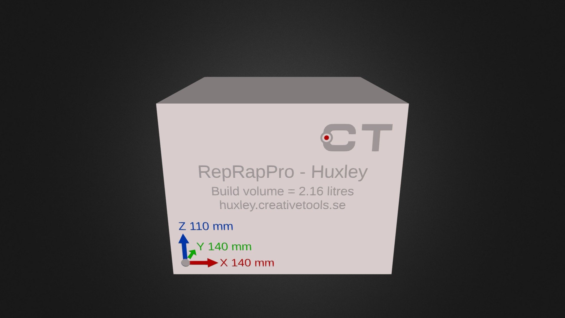 RepRapPro Huxley 3D-print Build Volume - Download Free 3D Model By ...