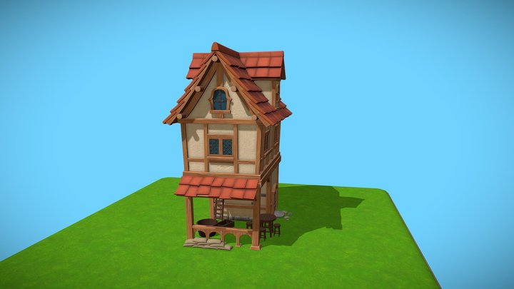 Low Poly Medieval Town Pack V3 3D Model