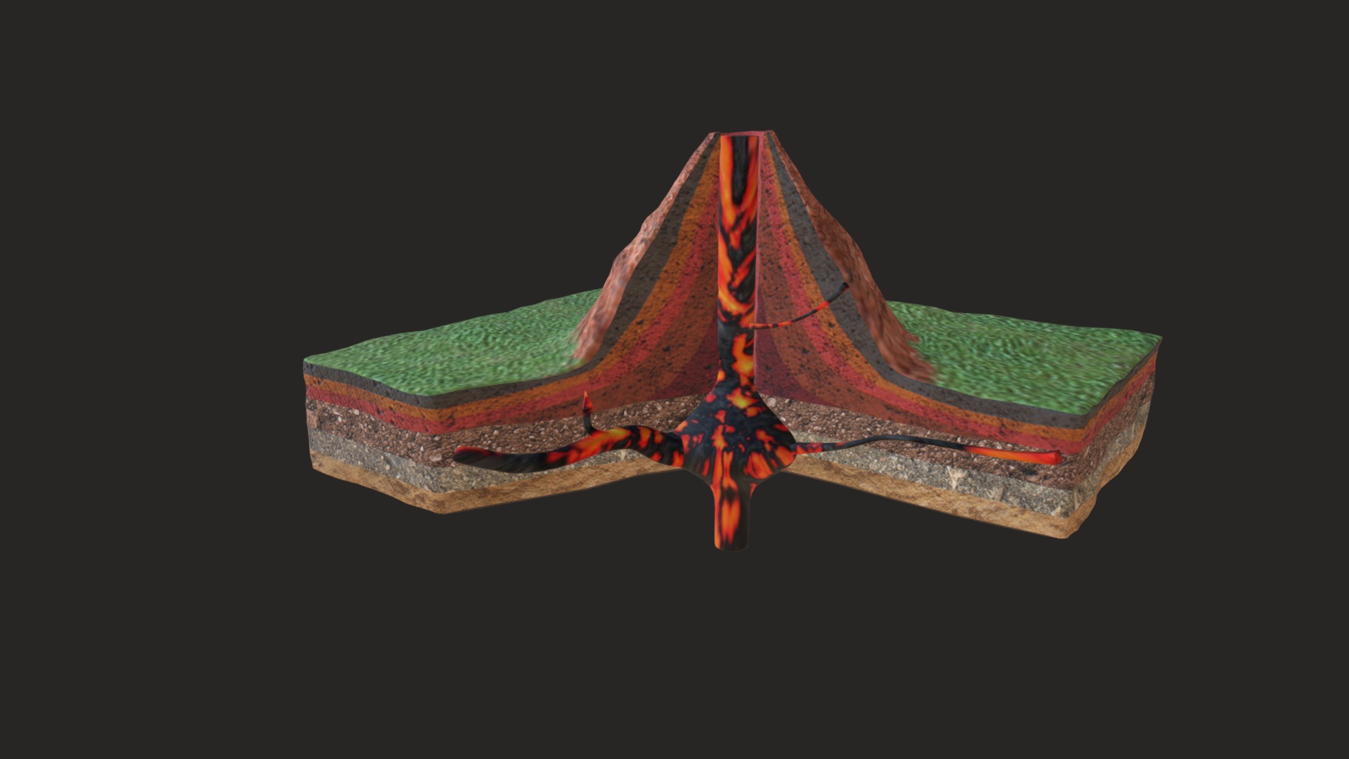 3D model Volcano – البركان - This is a 3D model of the Volcano - البركان. The 3D model is about a colorful hat with a bow.
