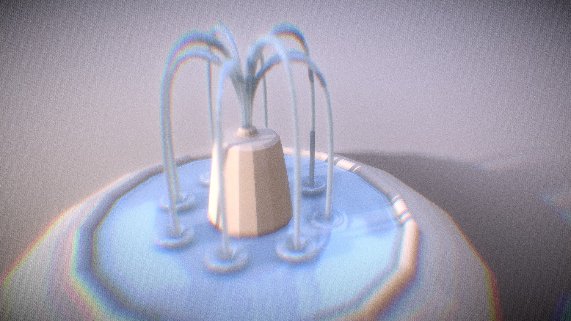 Low Poly Plaza Fountain_A