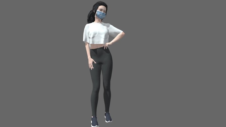 Fitness woman in pose 3D Model