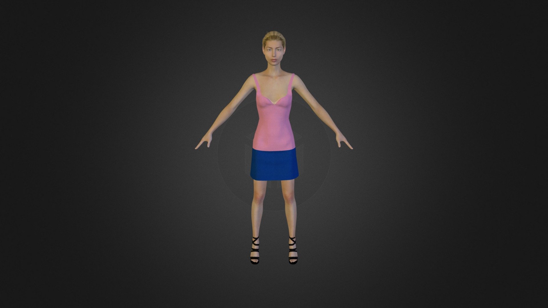 Top Pink - Skirt Blue