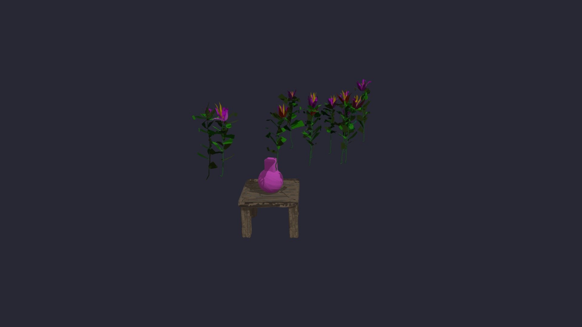 vase and table and flowers