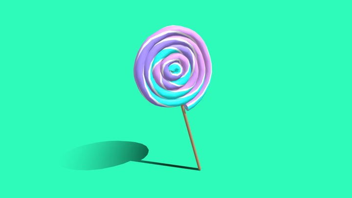 Unicorn Color Swirl Lollipop 3D Model
