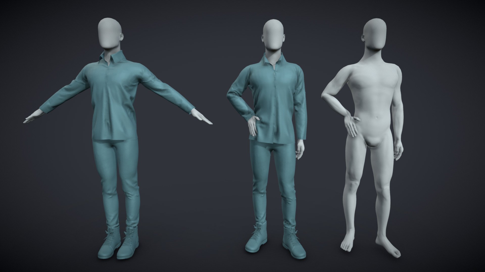 BlenderRig Male Mannequin Set for Sculpting - 02