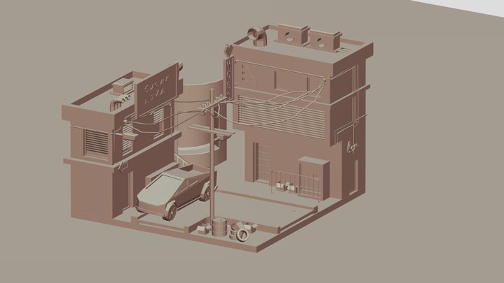 The night town light 3D Model