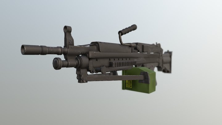 M249 Low Poly 3D Model