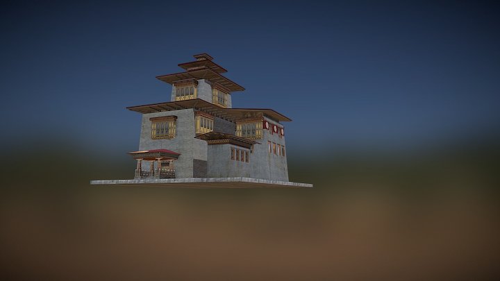 Temple (Buthanese style) 3D Model