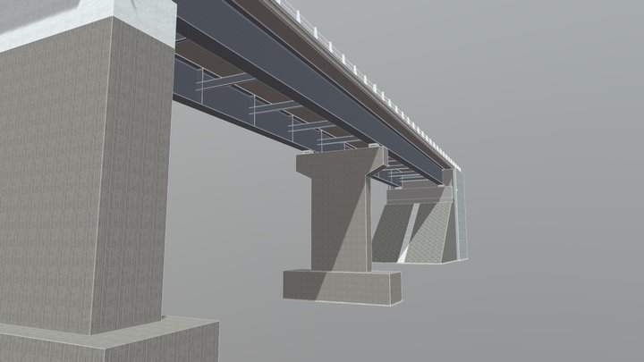 Bipoutre acier-béton éléments hauts 3D Model