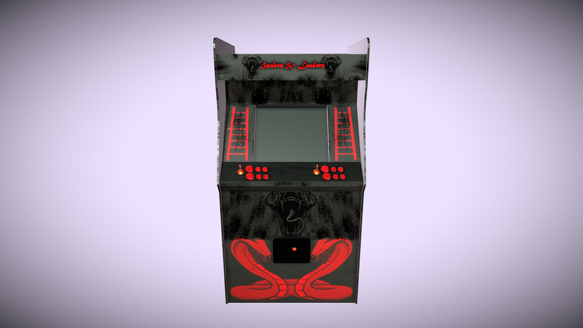3D model 80’s Arcade cabinet - This is a 3D model of the 80's Arcade cabinet. The 3D model is about a black and red game console.