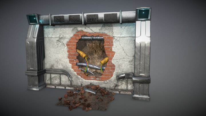 Destroyed Wall 3D Model