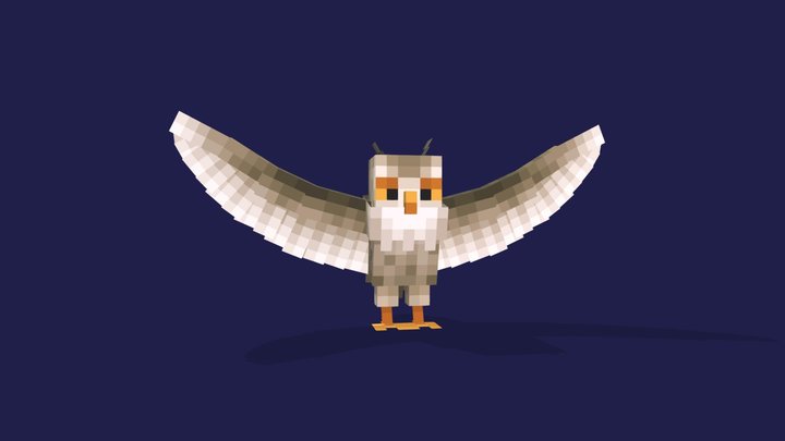 3D Pixel Owl 3D Model