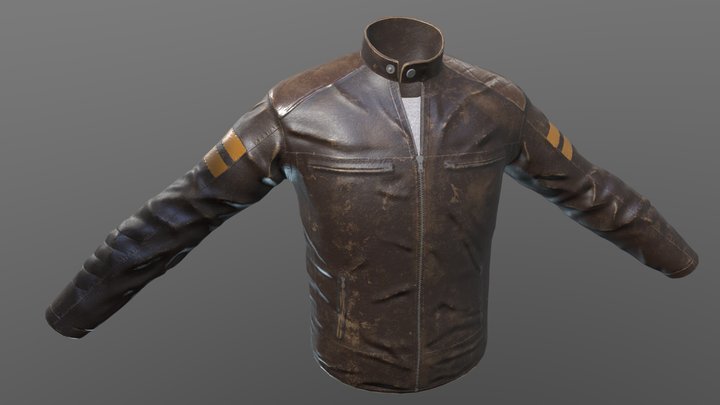 Cafe Racer Leather Jacket 3D Model