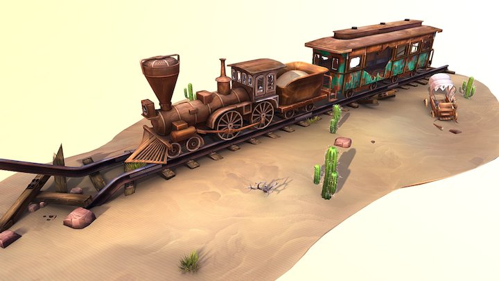 Derelict train scene game Goliath 3D Model