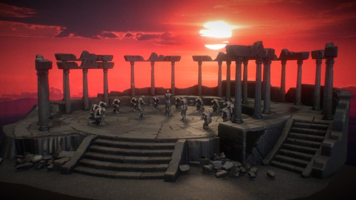 Roman Arena, Ruins Sacrifice Temple 3D Model