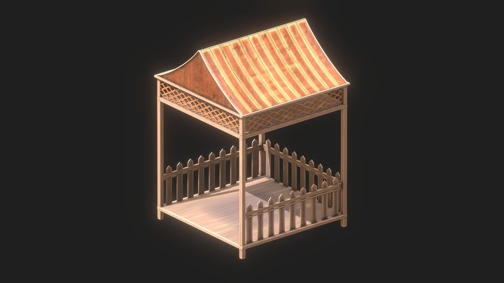 Wooden pergola - 3D building 3D Model