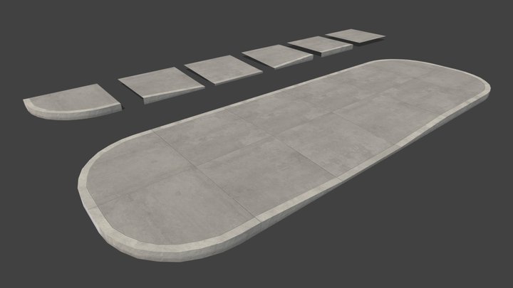 Sidewalk Modular Set Gameready Low-poly 3D model 3D Model