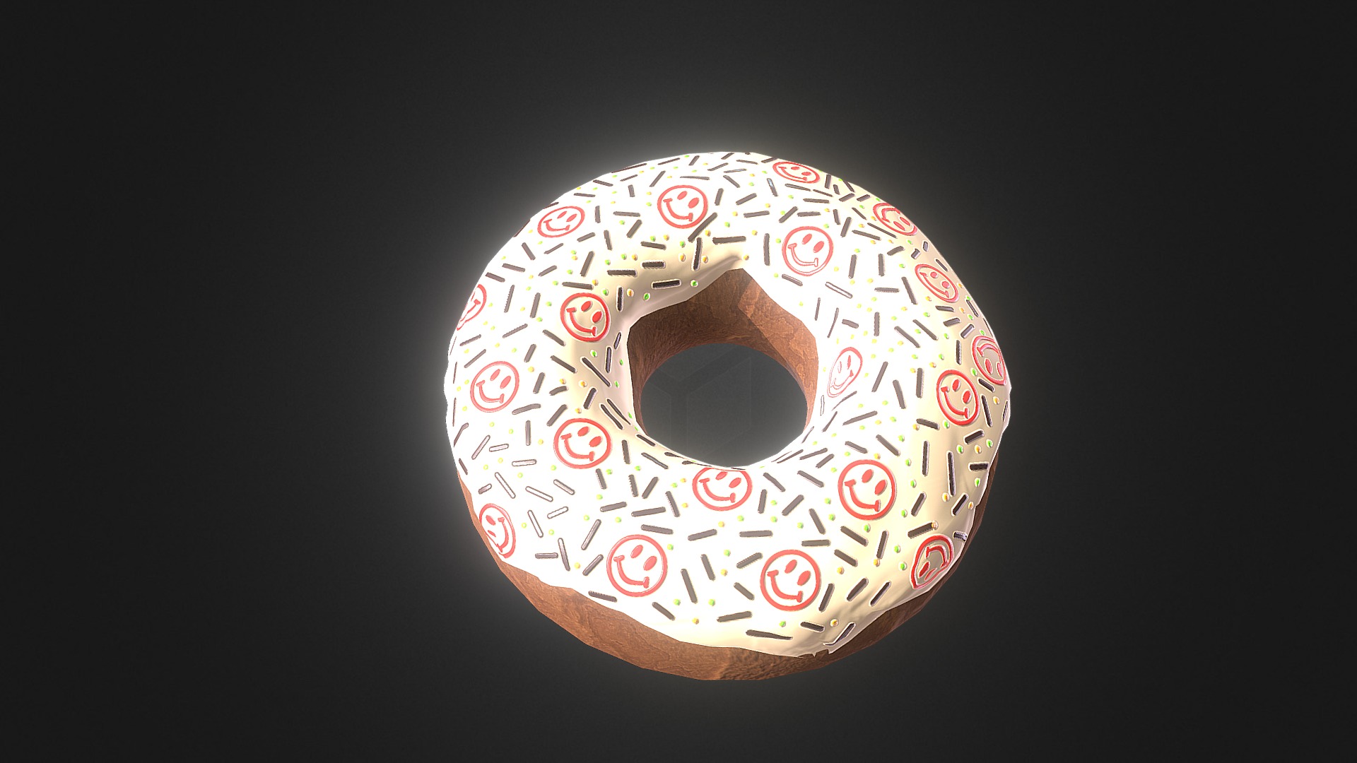 3D model Donuts 12 - This is a 3D model of the Donuts 12. The 3D model is about a circular object with red and white circles on it.