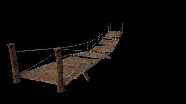 LP slightly damaged wooden bridge 3D Model