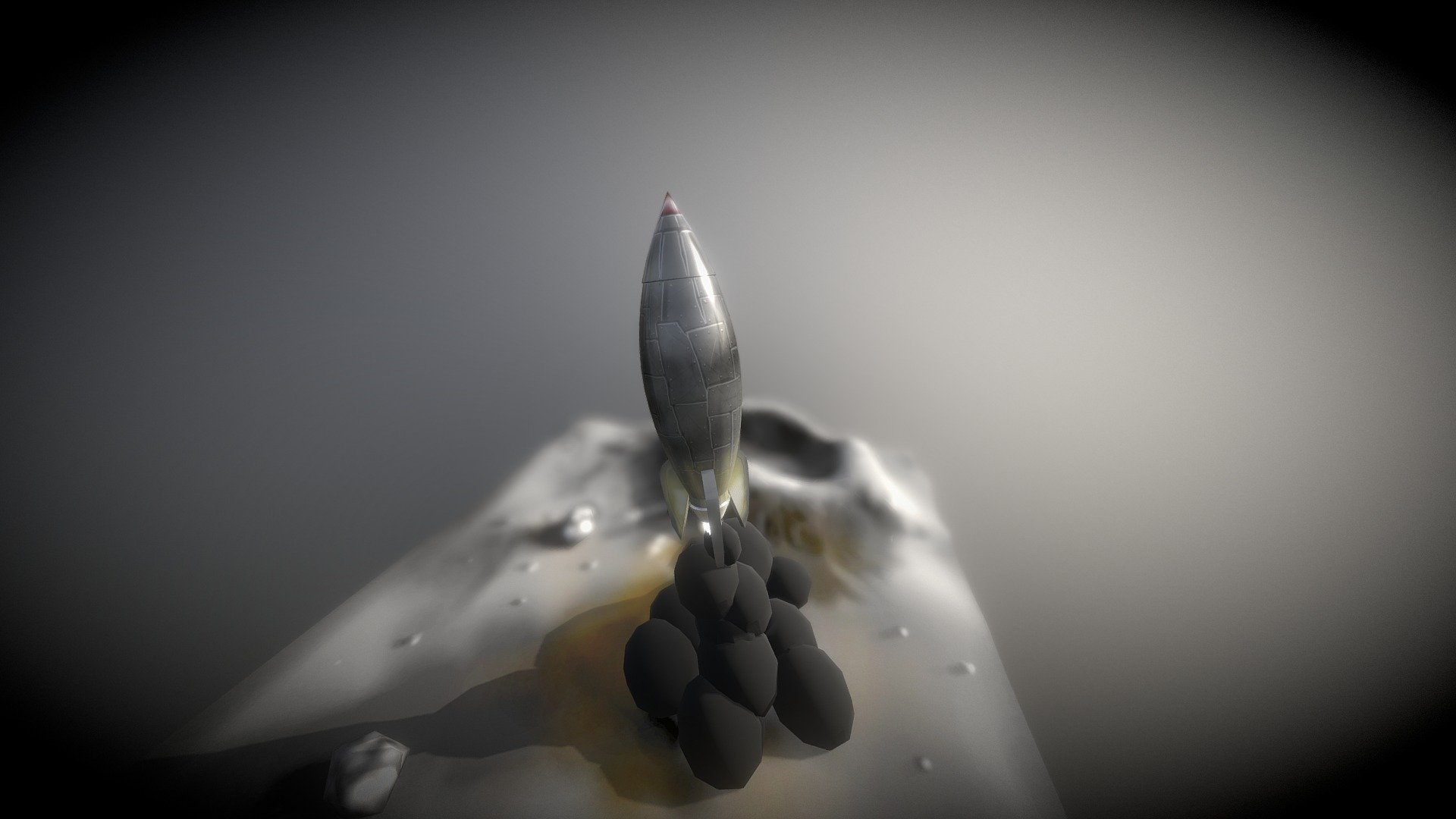Spaceship liftoff from Moon