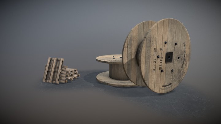 Wooden Coil lowpoly asset 3D Model