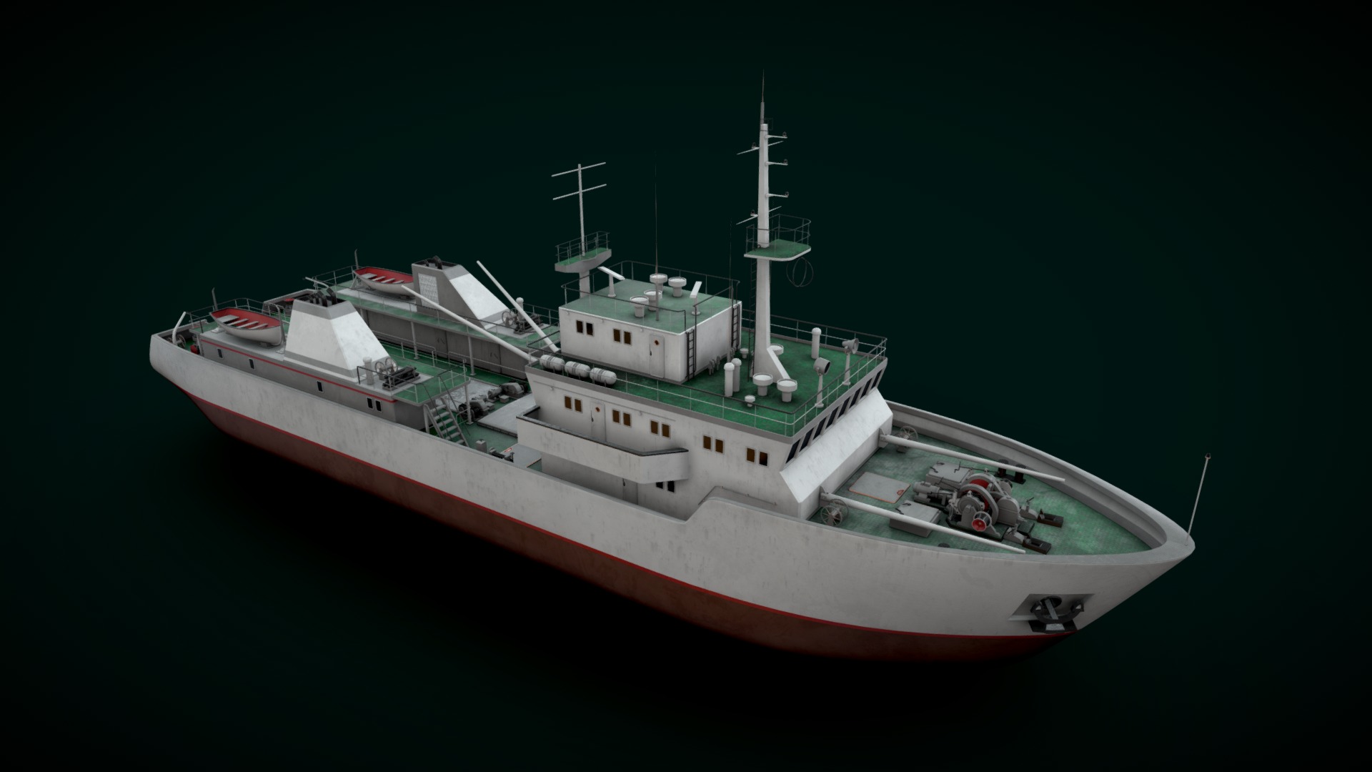 3D model Fishing vessel - This is a 3D model of the Fishing vessel. The 3D model is about a large ship in the water.