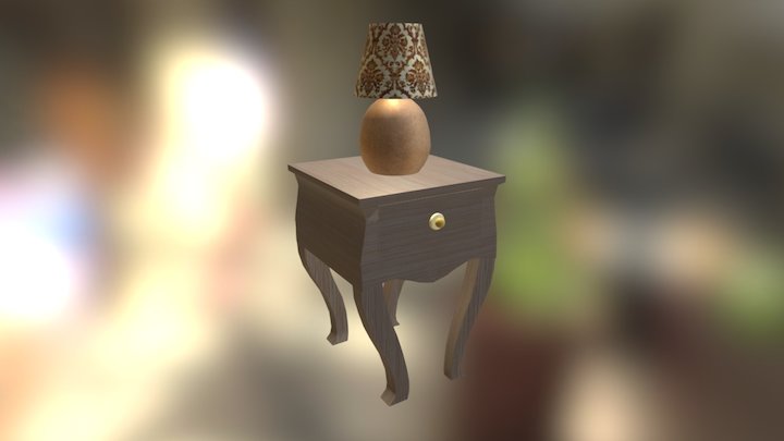 Bedside Table and Lamp 3D Model