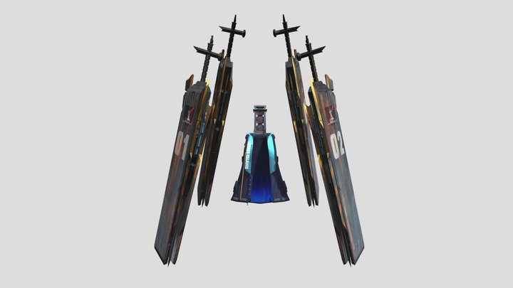 Rosmontis Swords and Cape from Arknights 3D Model