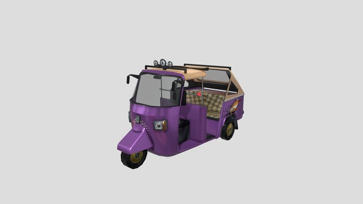 Low Poly Tuk Tuk 2 3D Model