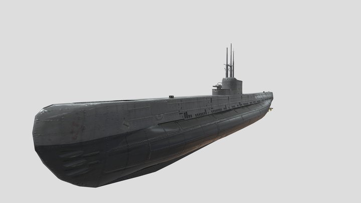 Grampus-class British submarine,  Minelayer, ww2 3D Model