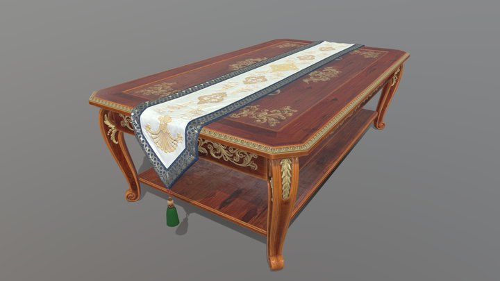 The Long Table with a Tablecloth 3D Model