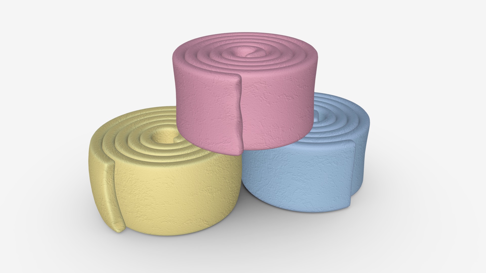 3D model Chewing gum 02 - This is a 3D model of the Chewing gum 02. The 3D model is about a group of colorful containers.